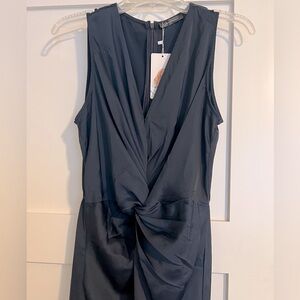 Pretty Garden silk dress perfect for wedding guests large nwt navy